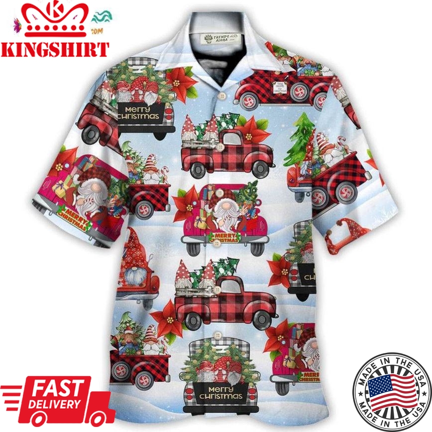 Gnome And Christmas Truck Merry Xmas Hawaiian Shirt