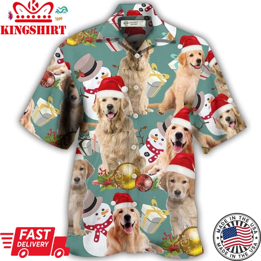 Golden Retriever Merry Christmas Hawaiian Shirt