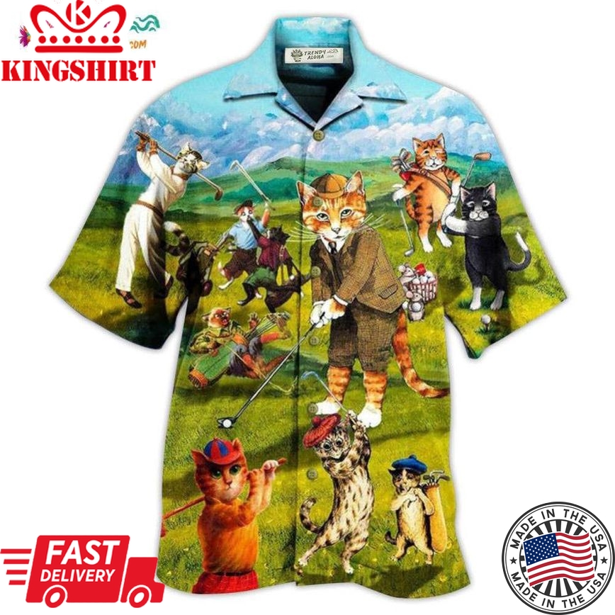 Golf Cats That What I Do I Play Golf And I Know Thing Hawaiian Shirt