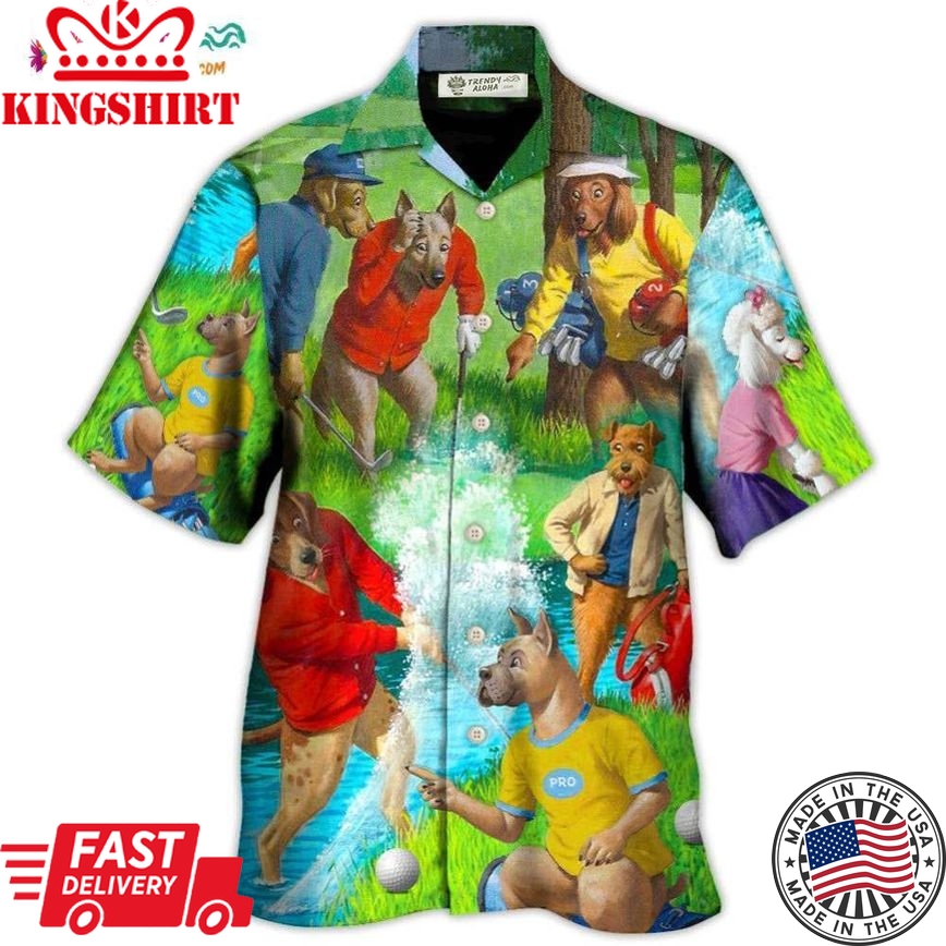 Golf Dog Cool Lover Golf Art Style Hawaiian Shirt