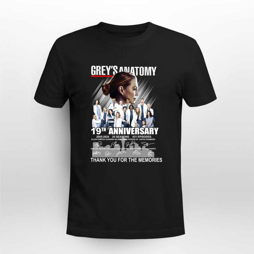 Greys Anatomy 19th Anniversary 2005 2024 Signatures Thank You For The Memories Shirt