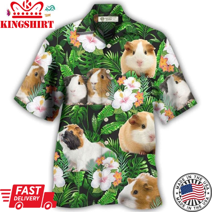 Guinea Pig Green Tropical Leaf Hawaiian Shirt