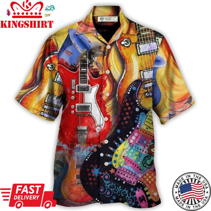 Guitar Galaxy Amazing Background Colorful Hawaiian Shirt