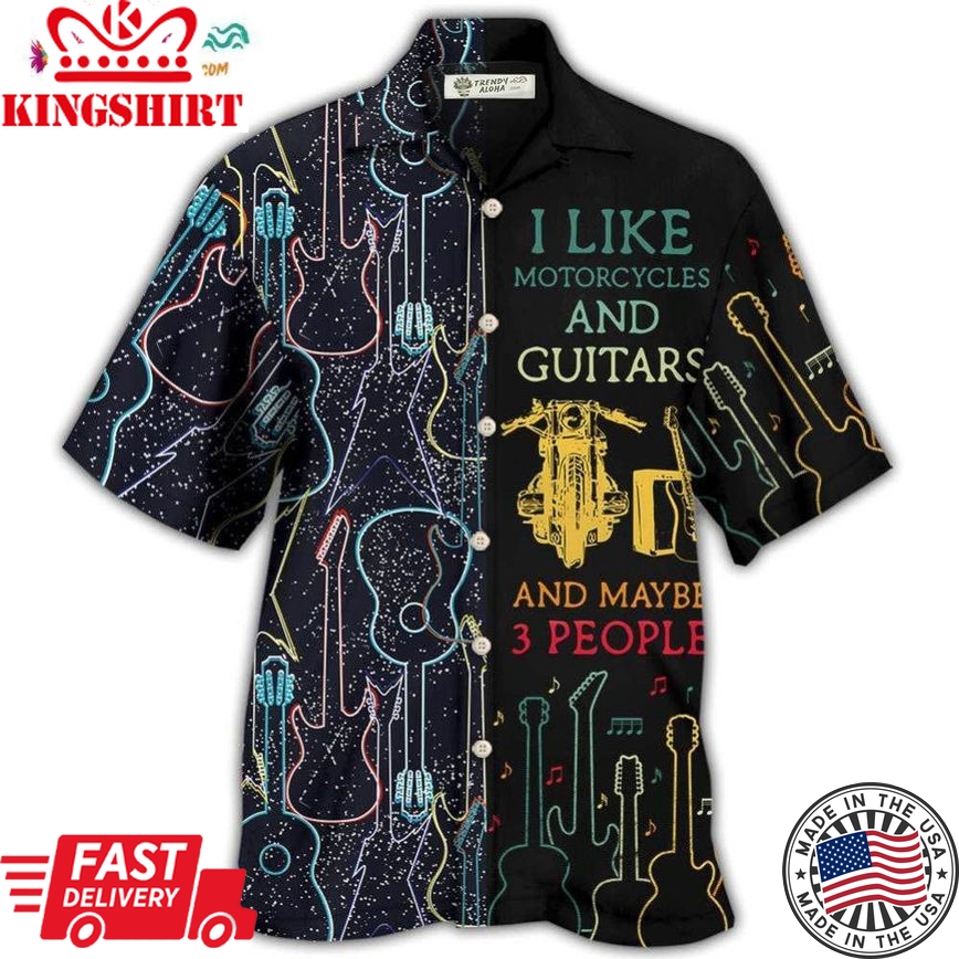 Guitar I Like Motorcycle And Guitar Hawaiian Shirt