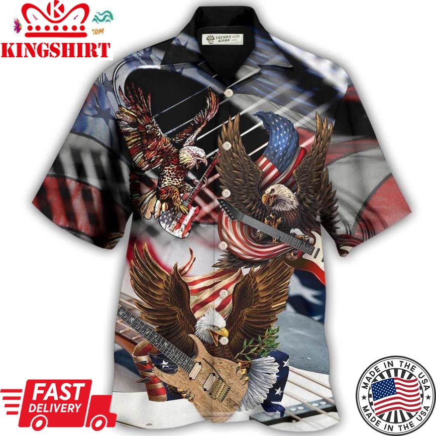 Guitar Independence Day Eagle Hawaiian Shirt