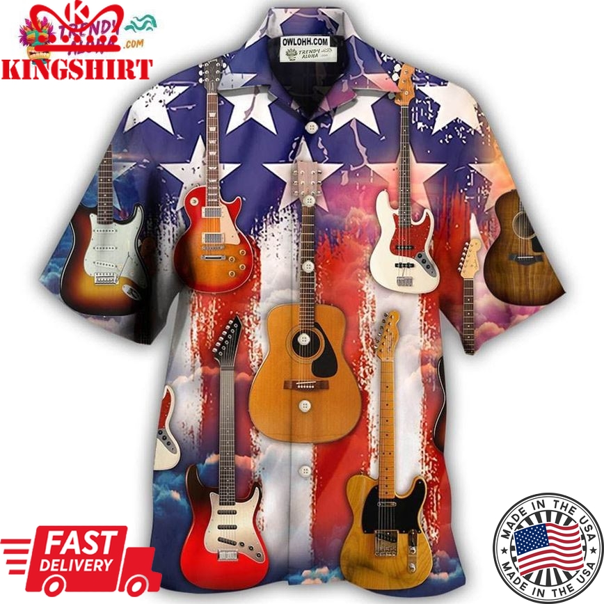 Guitar Independence Day Star America Hawaiian Shirt