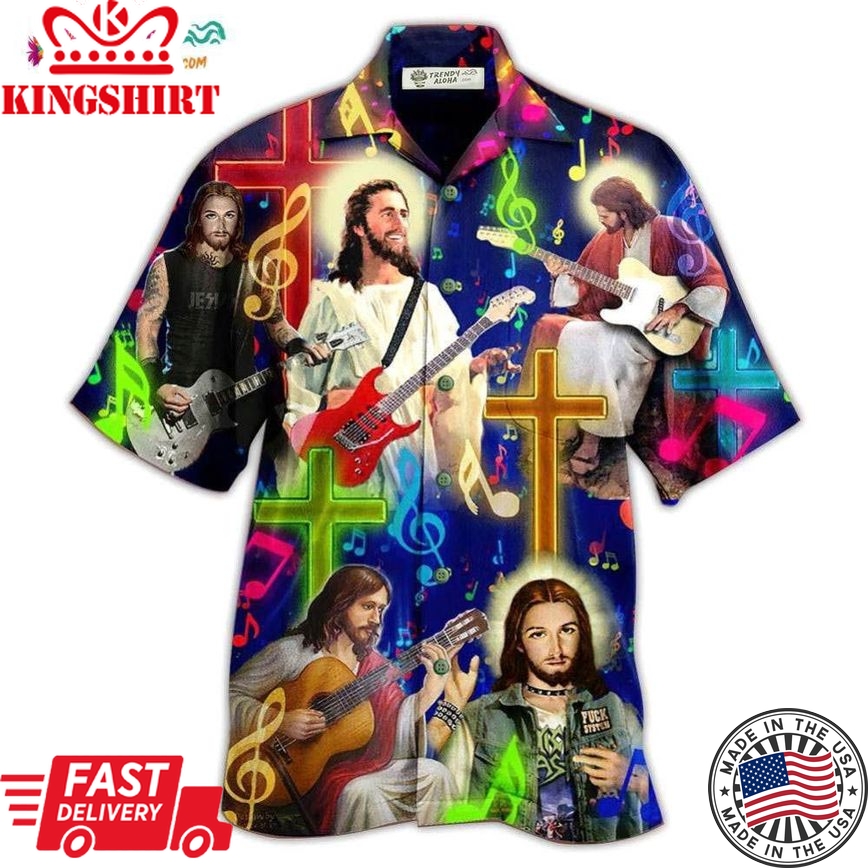 Guitar Jesus Love Guitar Hawaiian Shirt