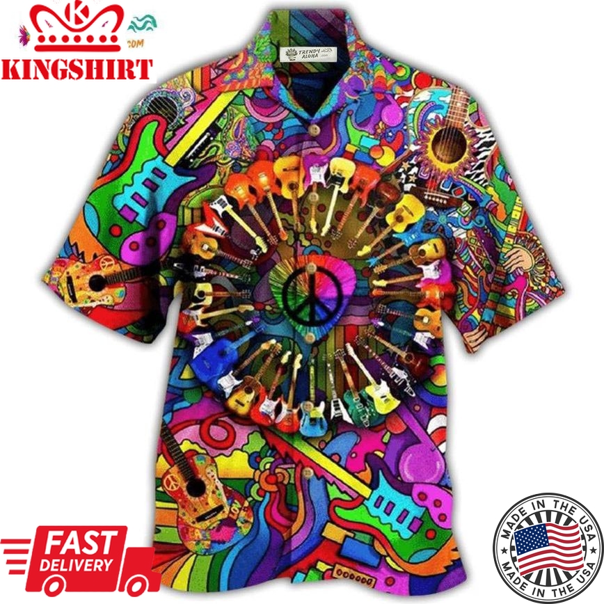 Guitar Love Life Style Colorful Hawaiian Shirt