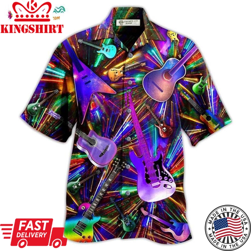 Guitar Love Neon Color Hawaiian Shirt