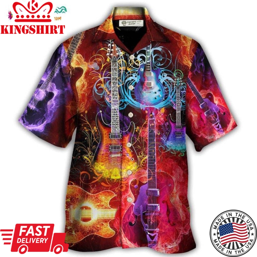 Guitar Lover Acoustic Beautiful Colorful Hawaiian Shirt