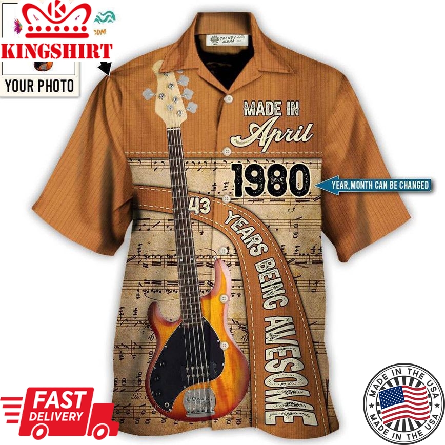 Guitar Lover Years Of Being Awesome Custom Photo Personalized - Hawaiian Shirt - Personalized Photo Gifts, Custom Photo Gifts, Personalized Gifts Ideas Hawaiian Shirt