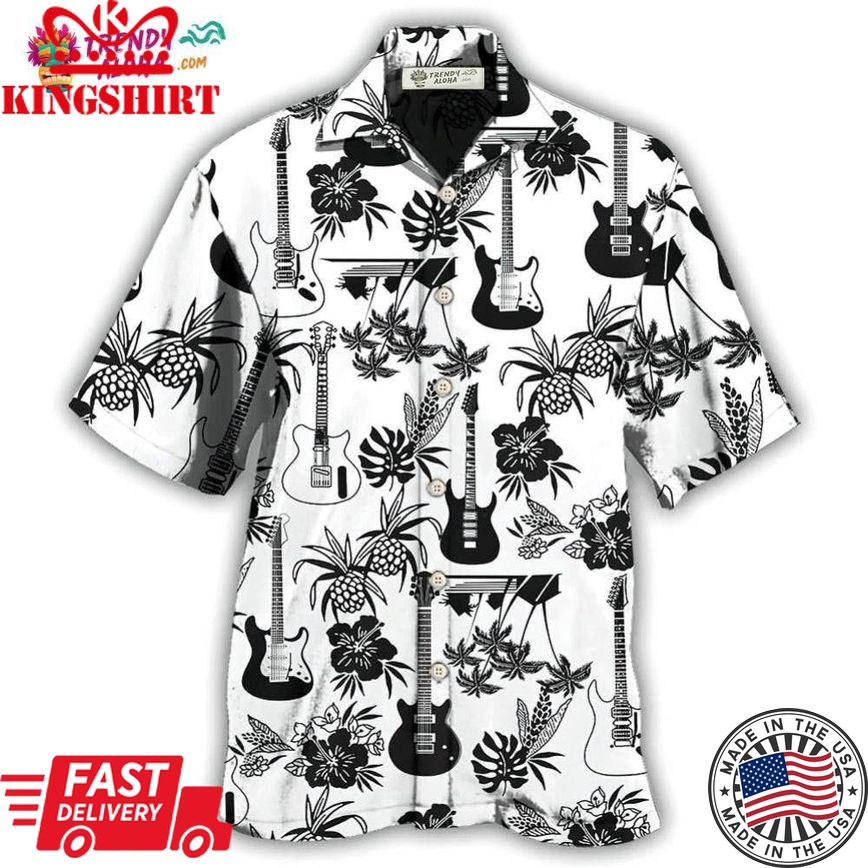 Guitar Music With Electric Guitar Hawaiian Shirt