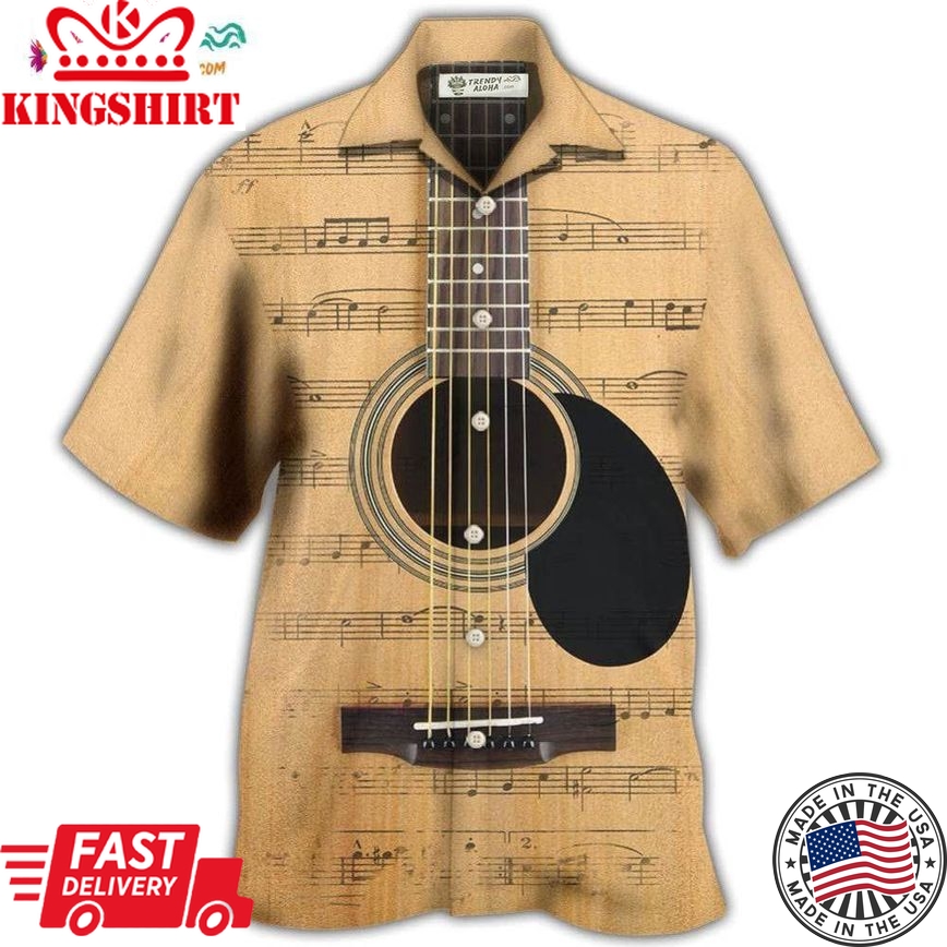 Guitar Retro Music Note Hawaiian Shirt