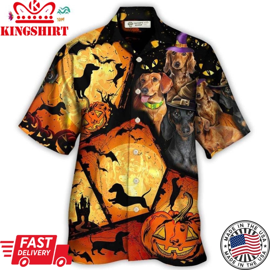 Halloween Dachshund Pumpkin Scary Hawaiian Shirt