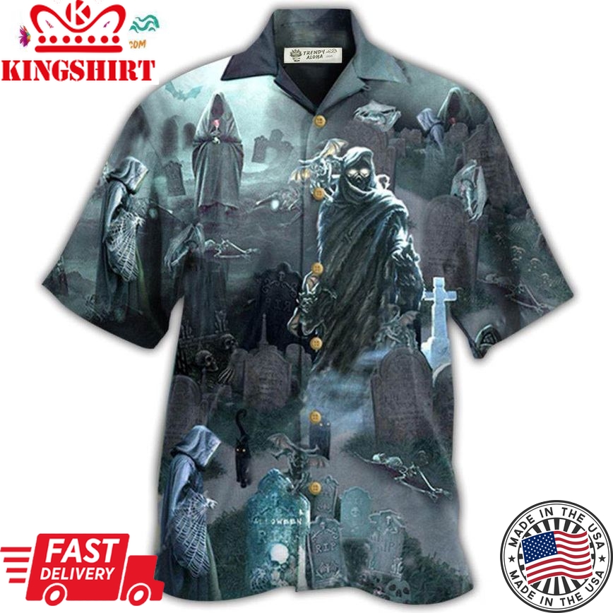 Halloween Death Could Not Hold Him In Tomb With Grey Back Ground Hawaiian Shirt