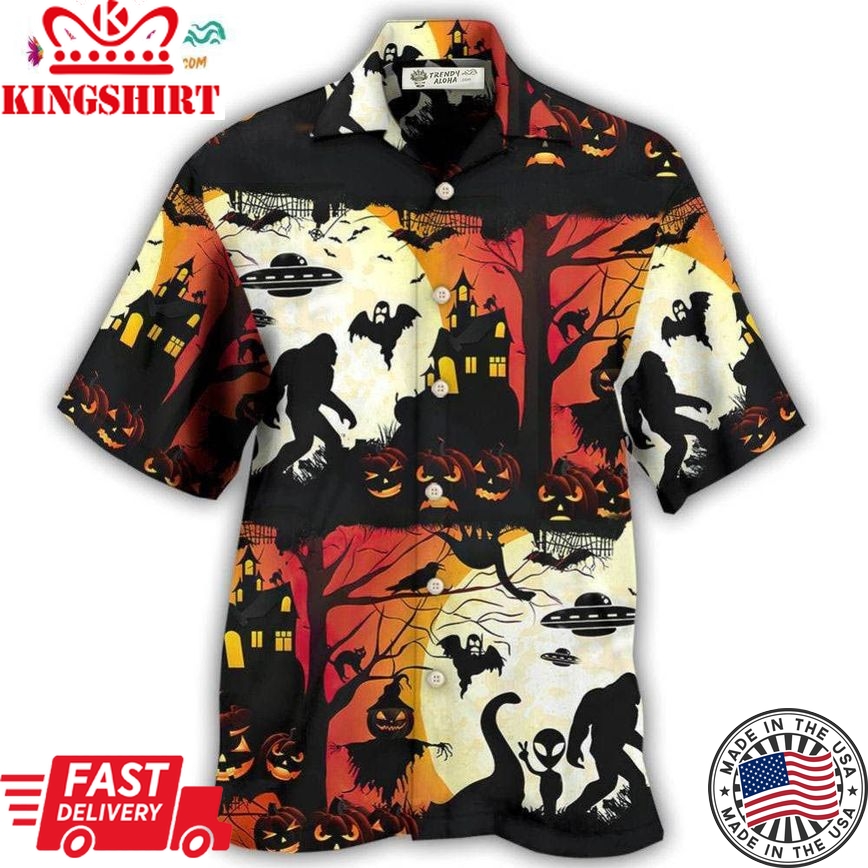 Halloween Ew People Bigfoot Ufo Hawaiian Shirt