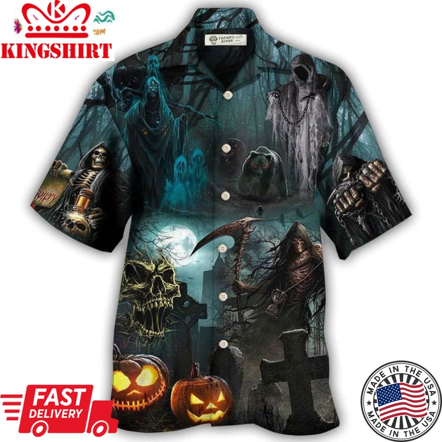 Halloween Ghost In The Dark Pumpkin Scary Hawaiian Shirt