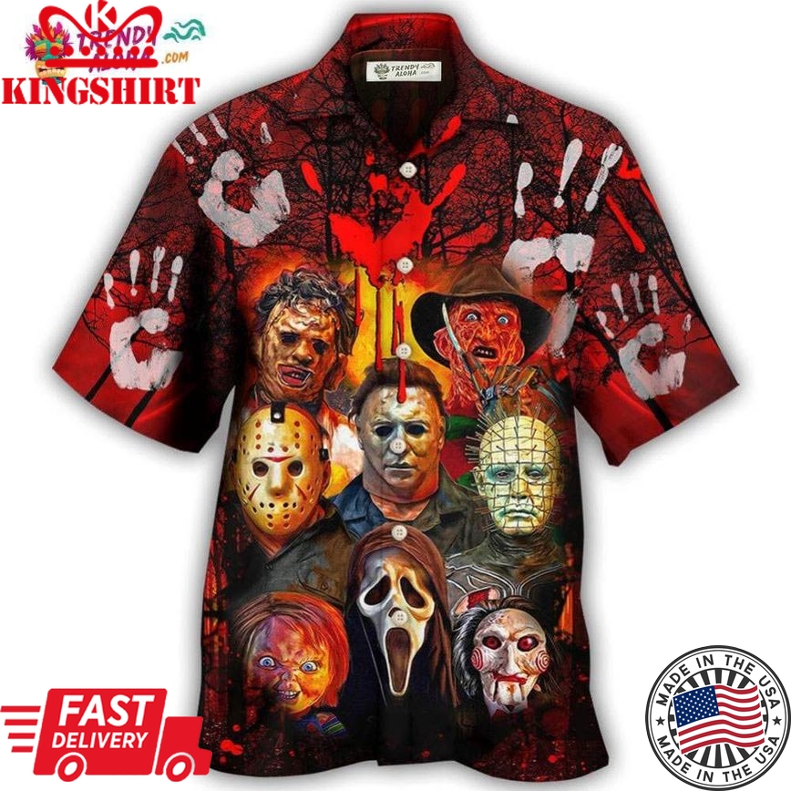 Halloween Horror Movie Characters Blood Scary Hawaiian Shirt