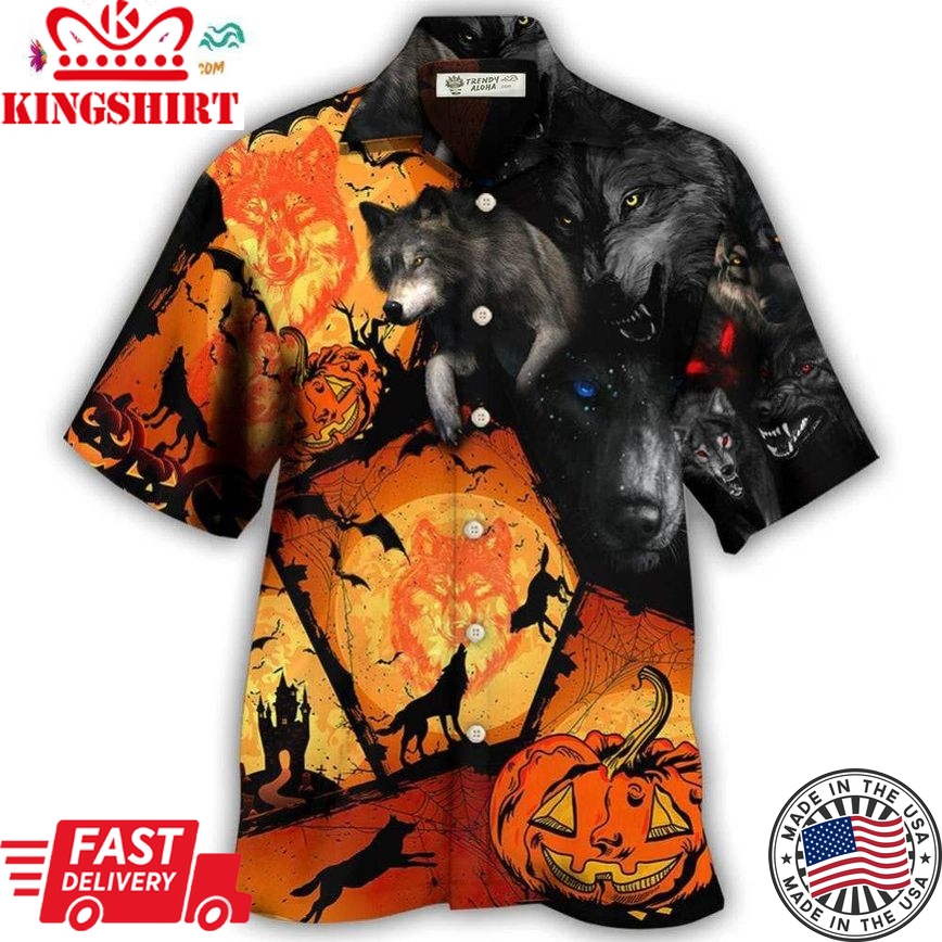 Halloween Wolf Pumpkin Scary Hawaiian Shirt