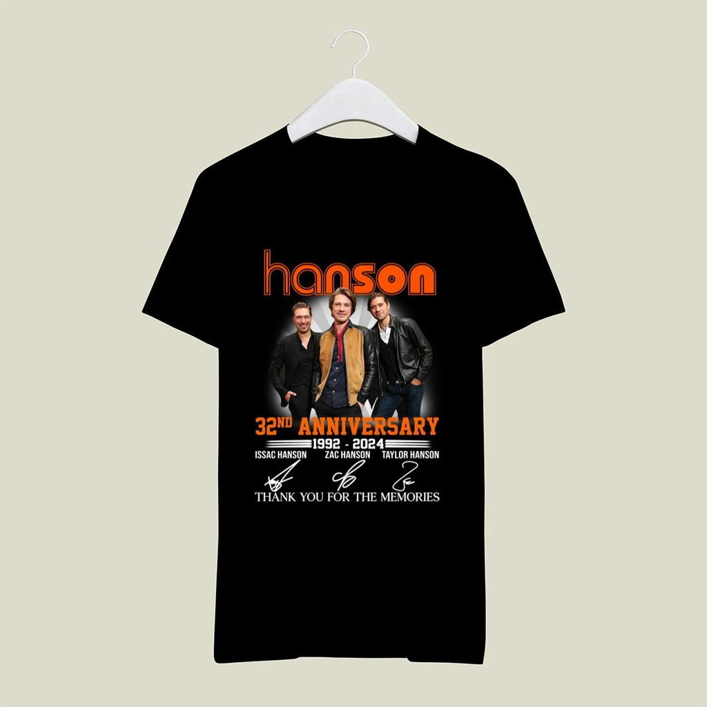 Hanson 32nd Anniversary 1992 2024 Signatures Thank You For The Memories T Shirt