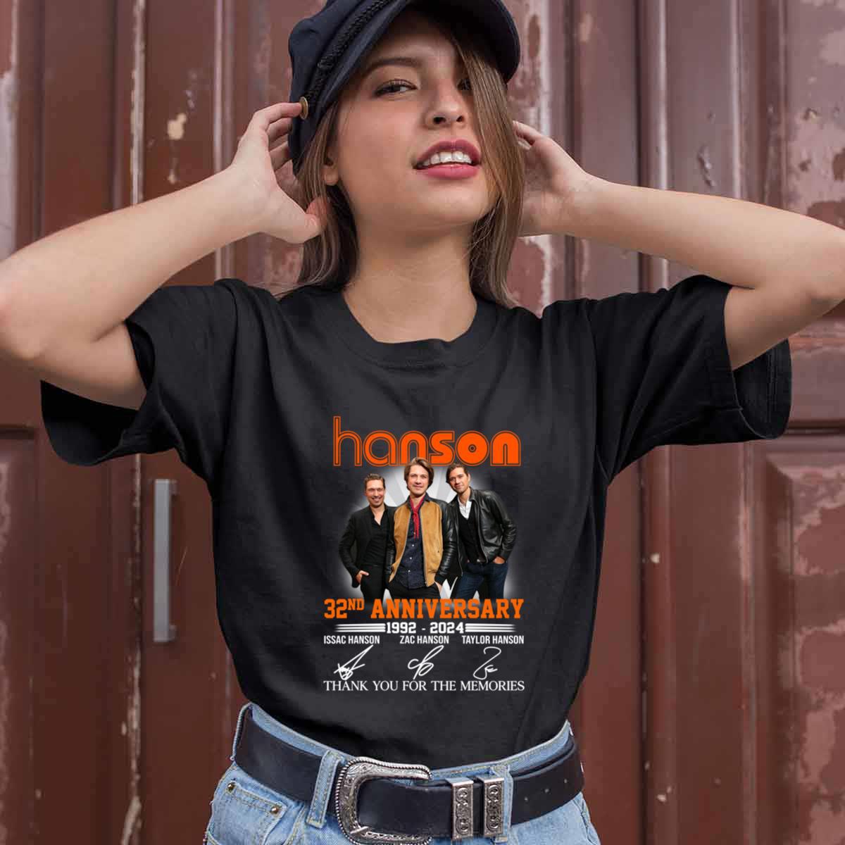 Hanson 32nd Anniversary 1992 2024 Signatures Thank You For The Memories T Shirt