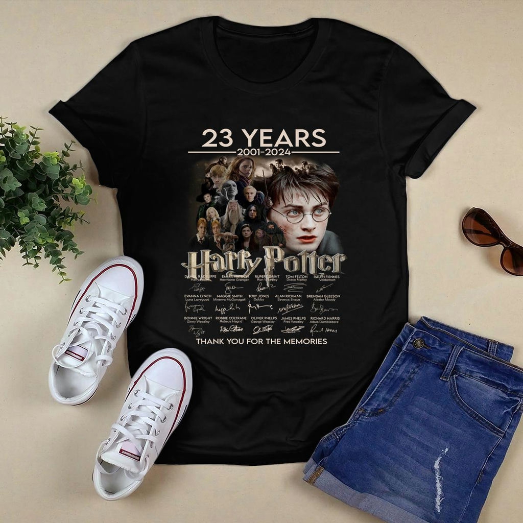 Harry Potter 23 Years 2001 2024 Signatures Thank You For The Memories Shirt