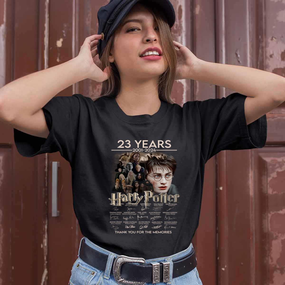 Harry Potter 23 Years 2001 2024 Signatures Thank You For The Memories Shirt