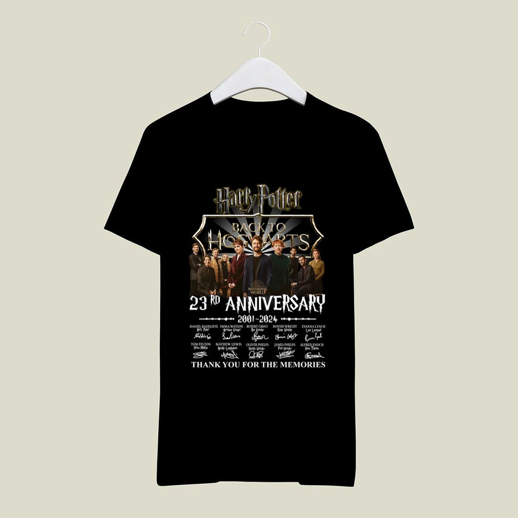 Harry Potter Back To Hogwarts 23rd Anniversary 2001 2024 Signatures Thank You For The Memories Shirt