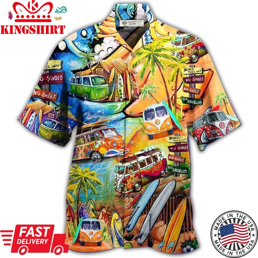 Hippie Bus Love Beach Summer Hawaiian Shirt