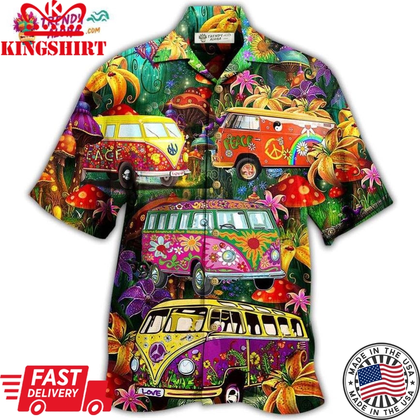 Hippie Bus Peace Life Colorful Style Hawaiian Shirt