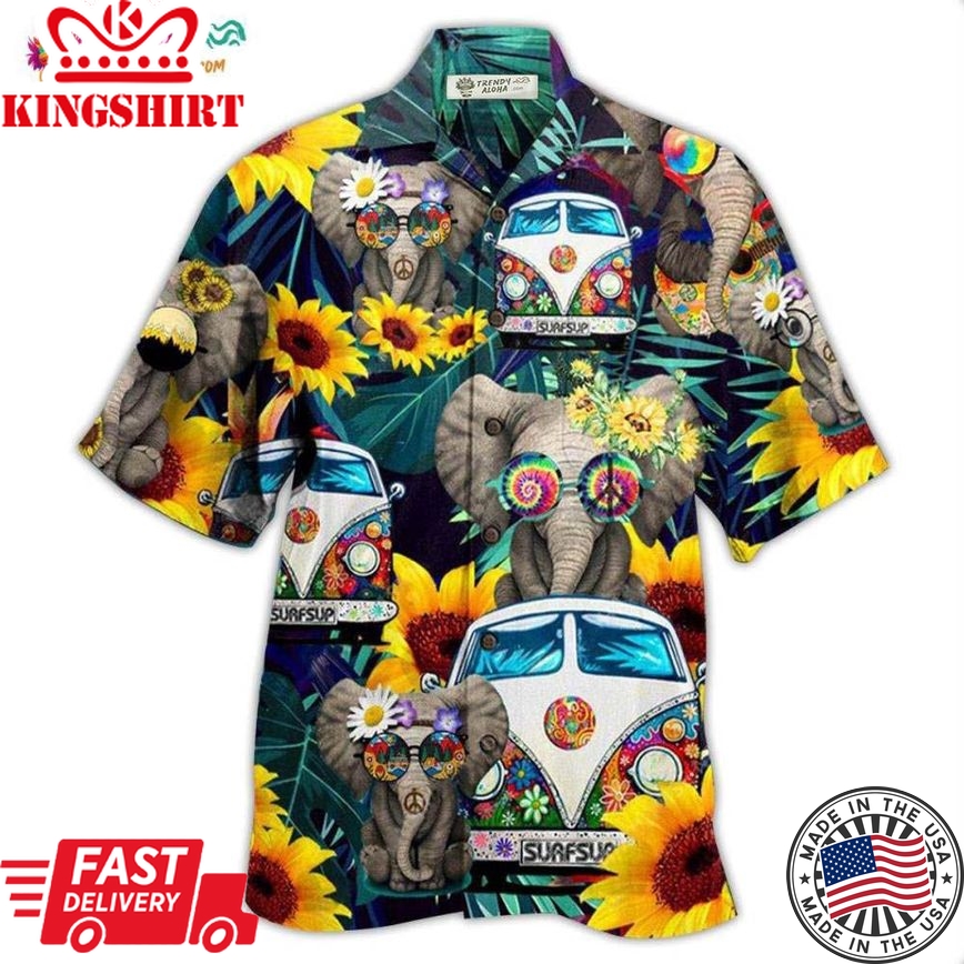 Hippie Elephant Wonderful Camping Hawaiian Shirt