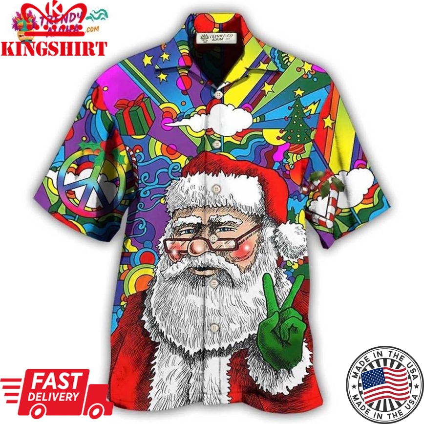 Hippie Funny Santa Claus Christmas Hawaiian Shirt