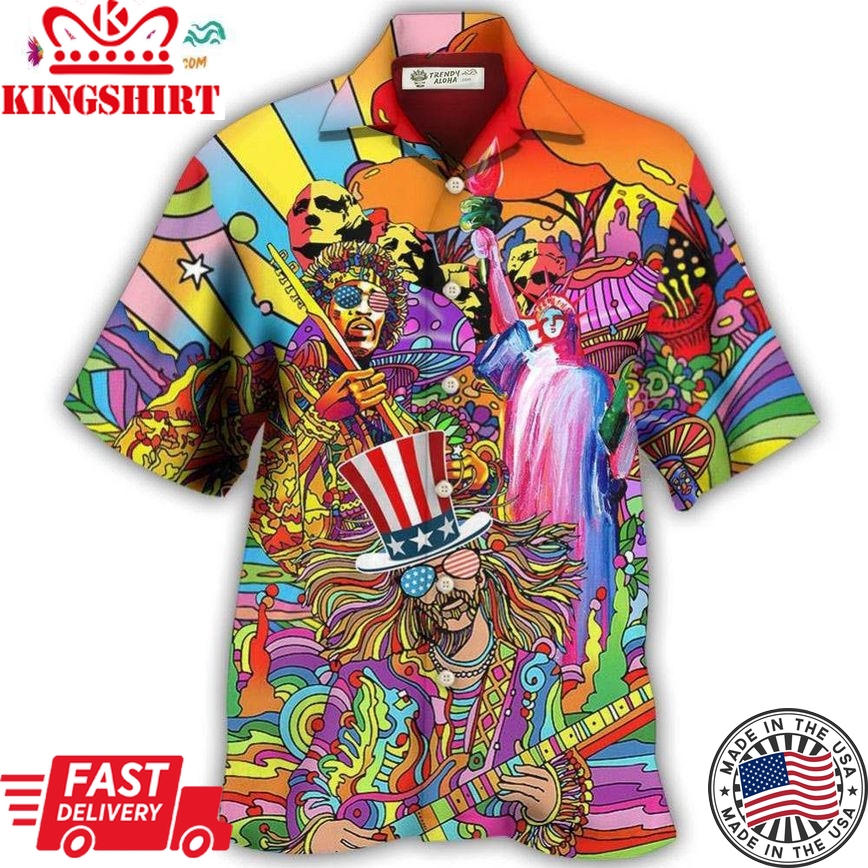 Hippie Independence Day America Cool Hawaiian Shirt