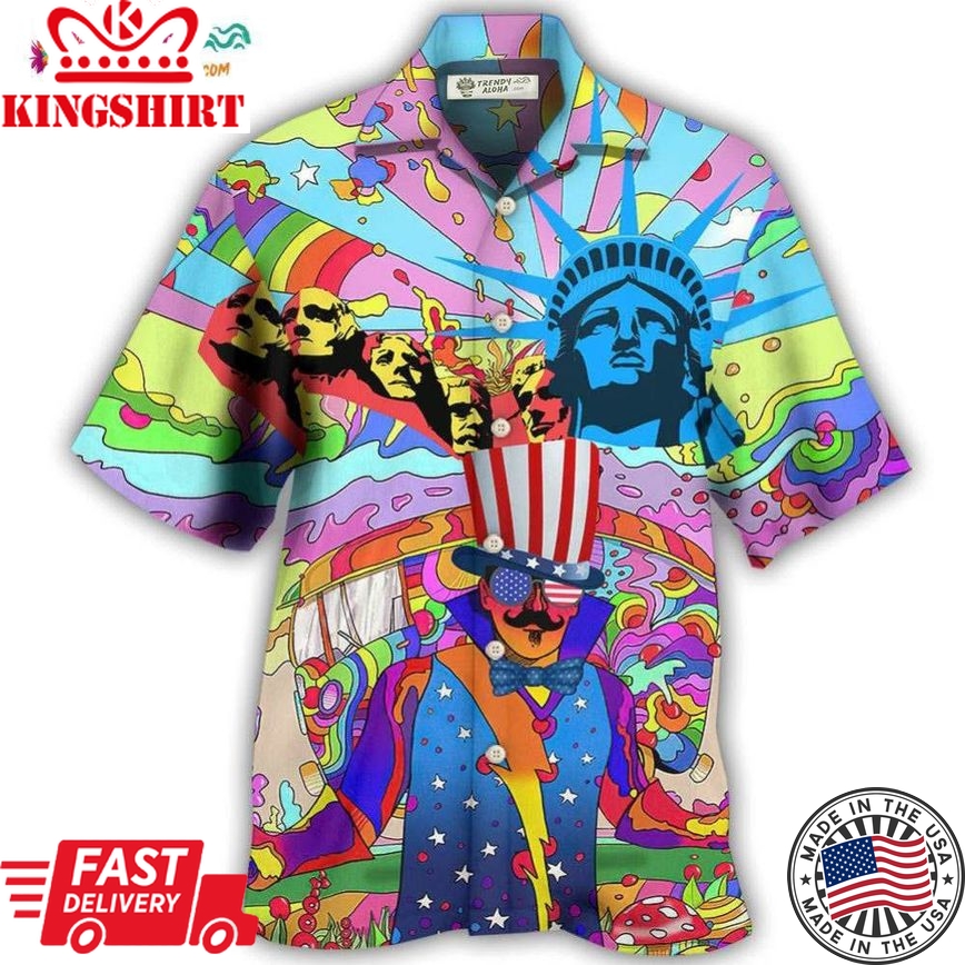 Hippie Independence Day America Hawaiian Shirt