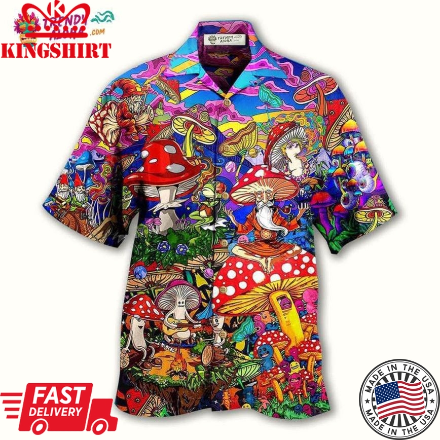 Hippie Mushroom Happy Together Hawaiian Shirt