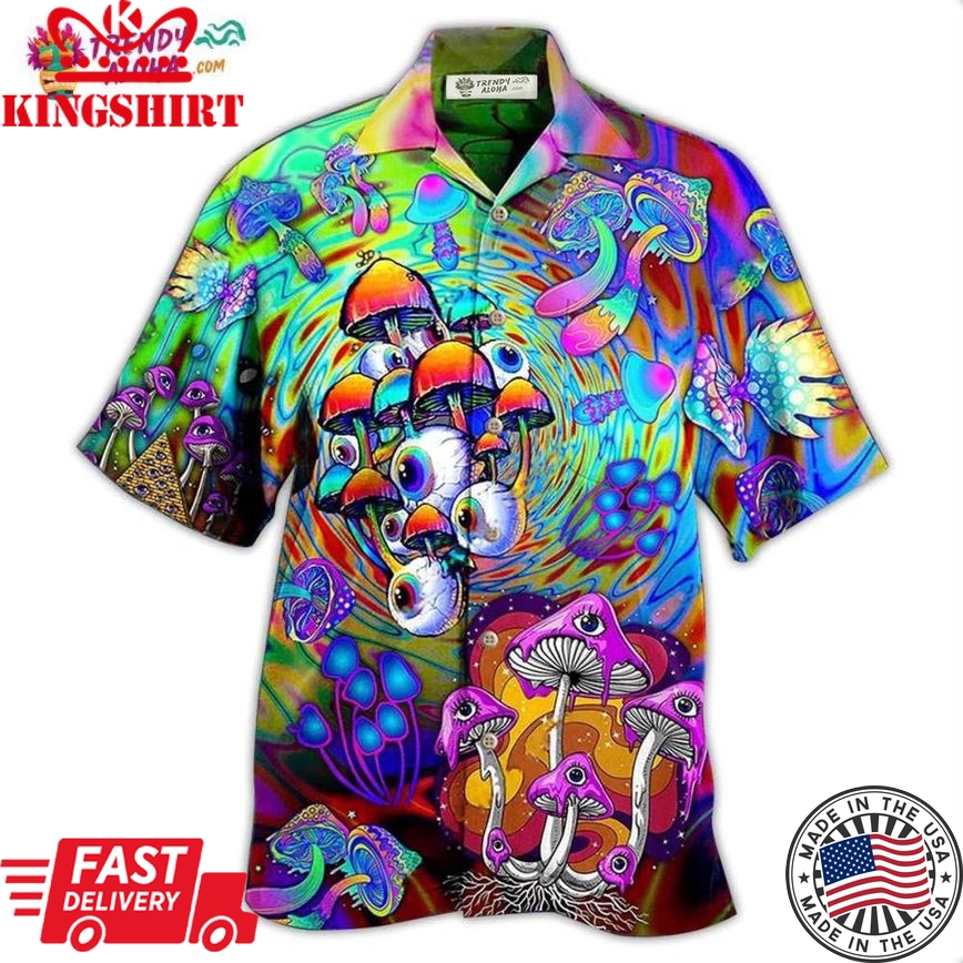 Hippie Mushroom Stay Trippy Little Hippie Colorful Hawaiian Shirt