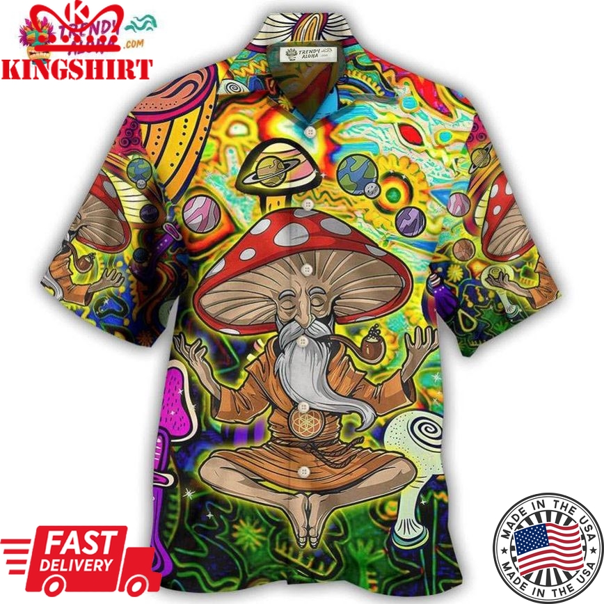 Hippie Mushroom Witch Colorful Hawaiian Shirt