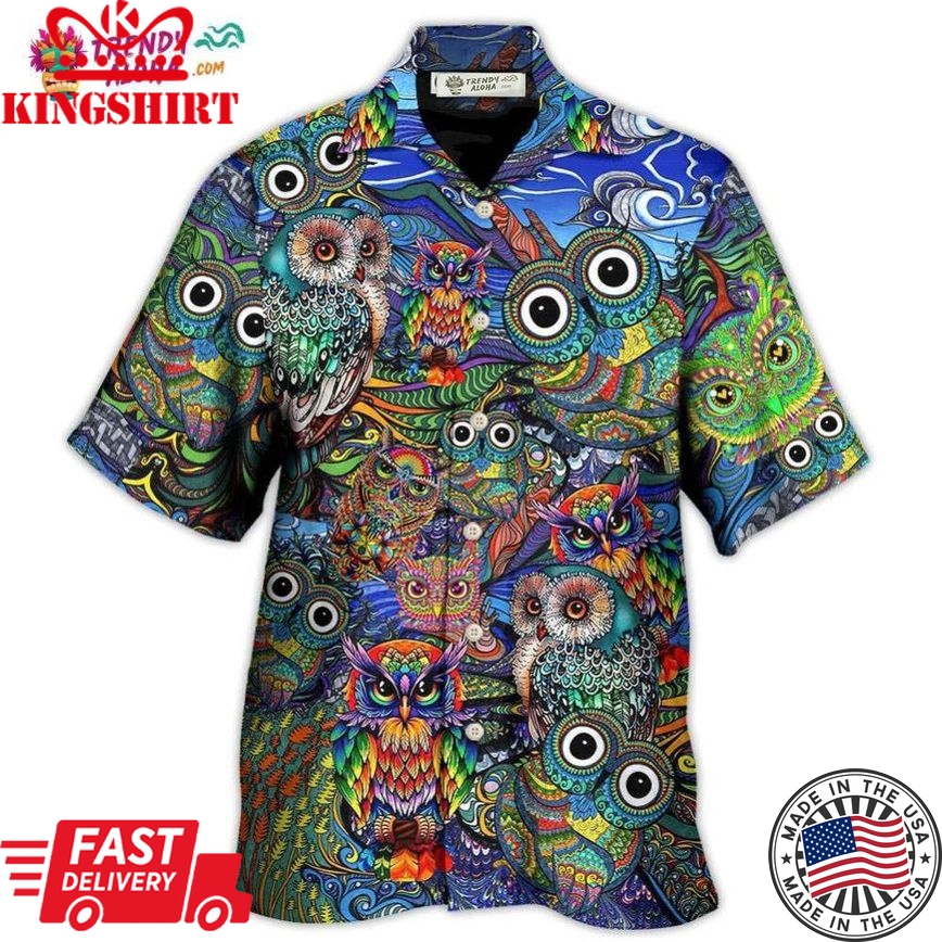 Hippie Owls Peace Life Mix Color Nice Style Hawaiian Shirt