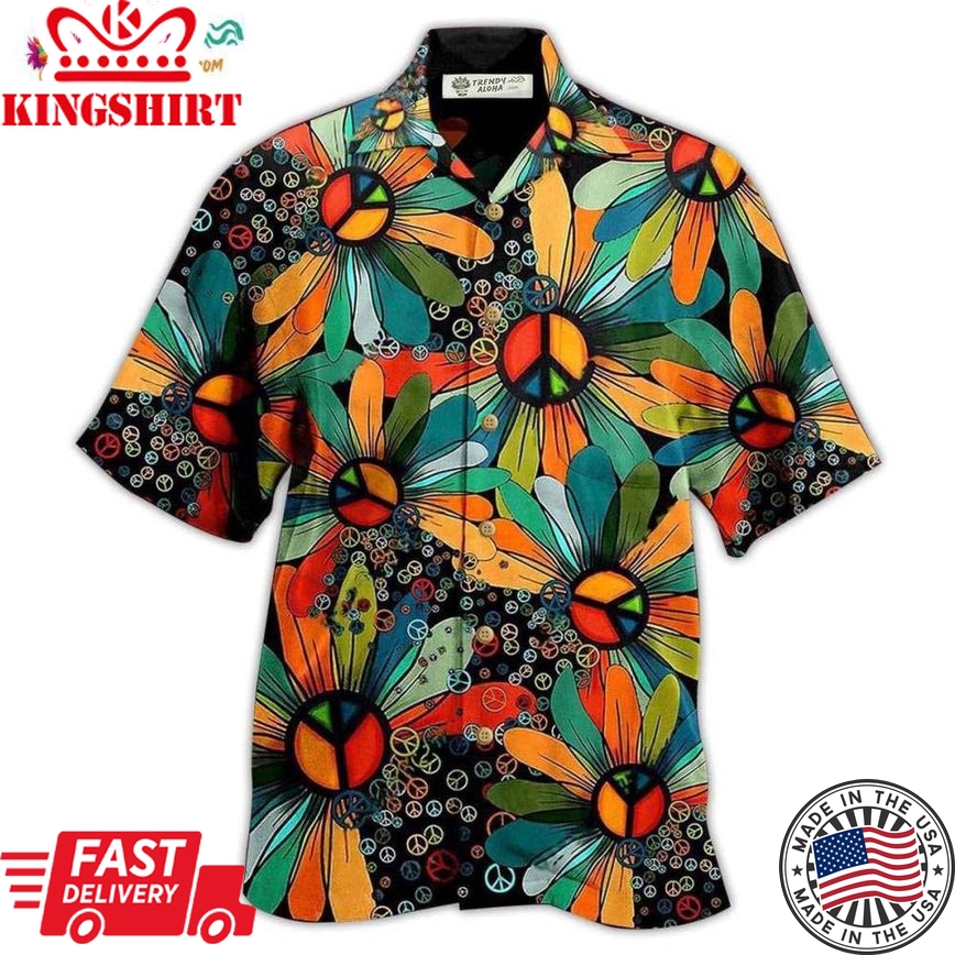 Hippie Peace Floral Style Hawaiian Shirt