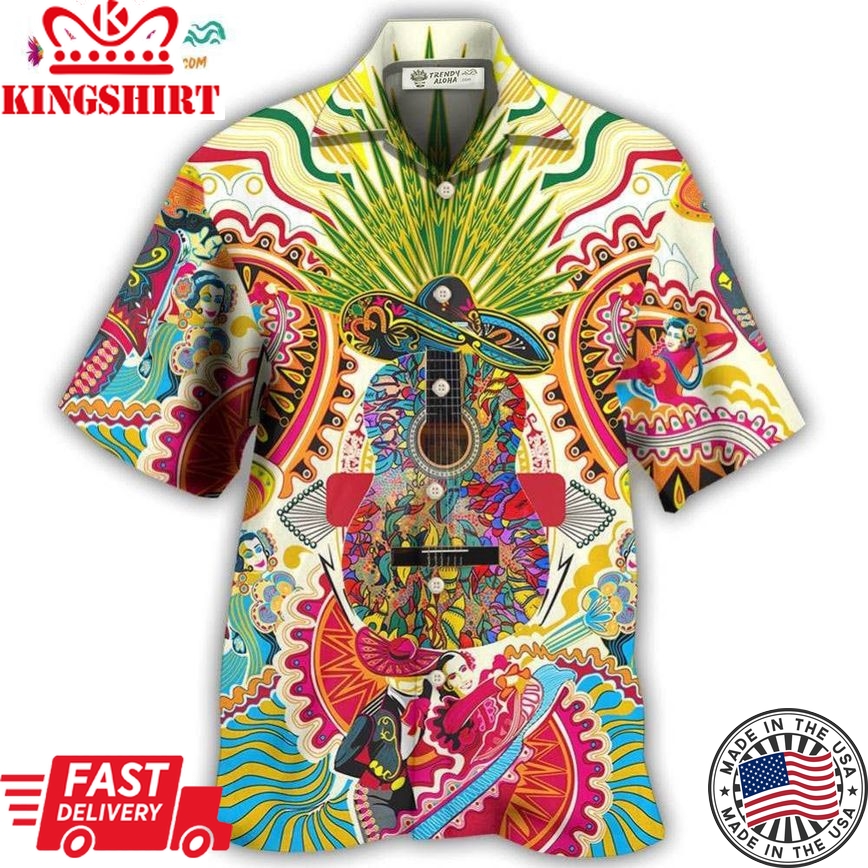 Hippie Peace Life Love Guitar Hawaiian Shirt