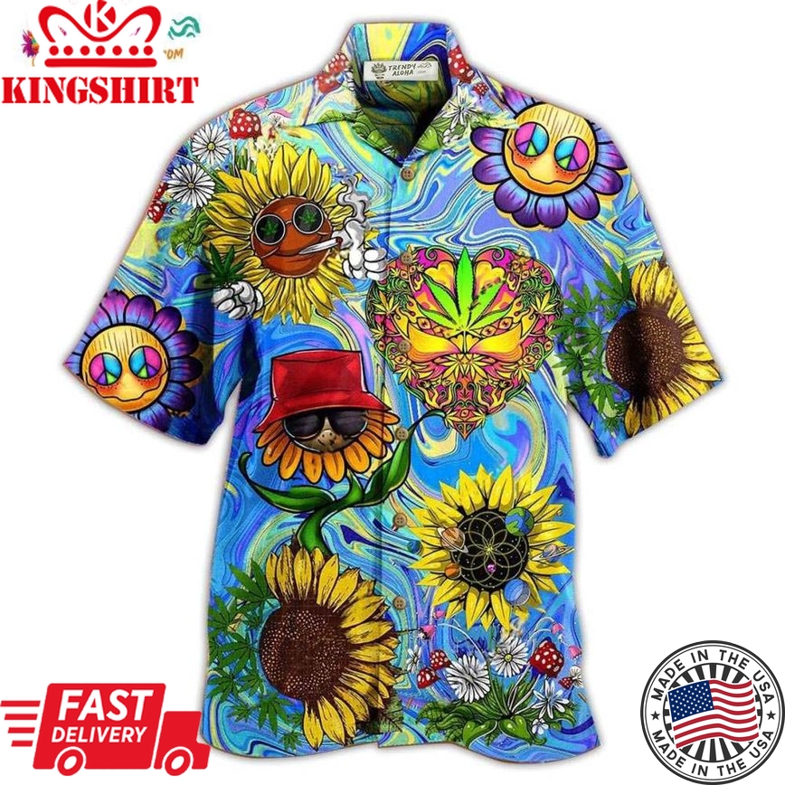 Hippie Sunflowers Stay Trippy Little Hippie Hawaiian Shirt