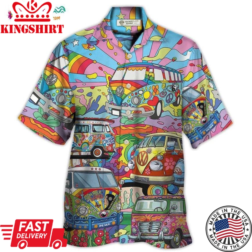 Hippie Van Colorful Art Peace Hawaiian Shirt