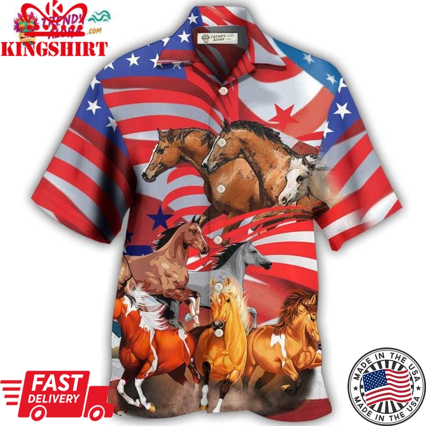 Horse Independence Day America Hawaiian Shirt