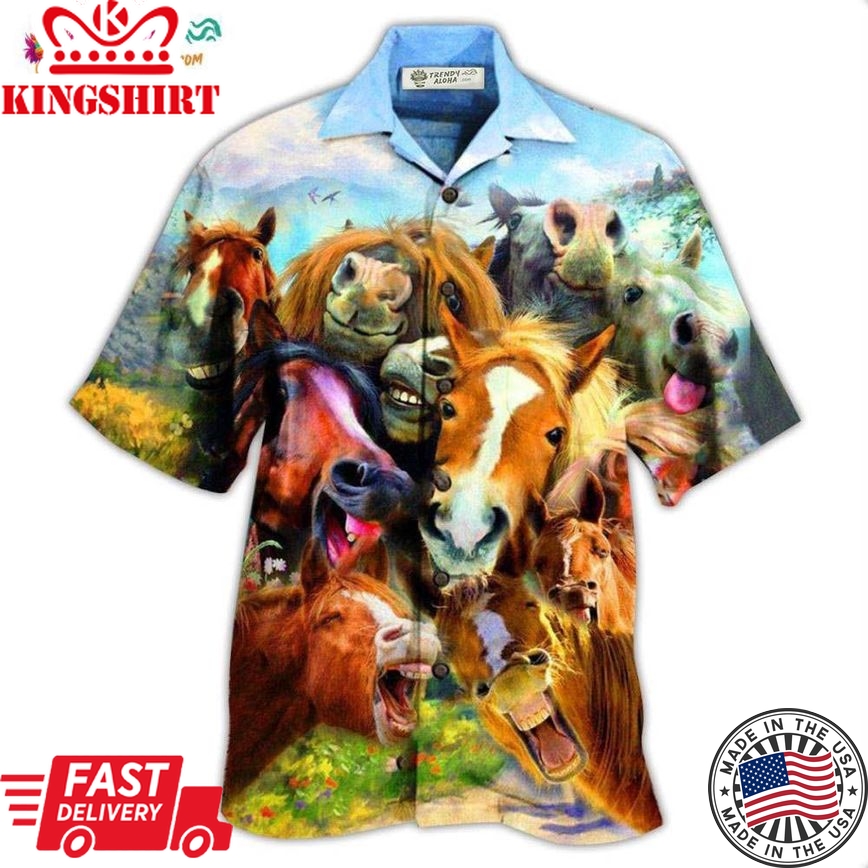 Horse Laughing Beautiful Hawaiian Shirt