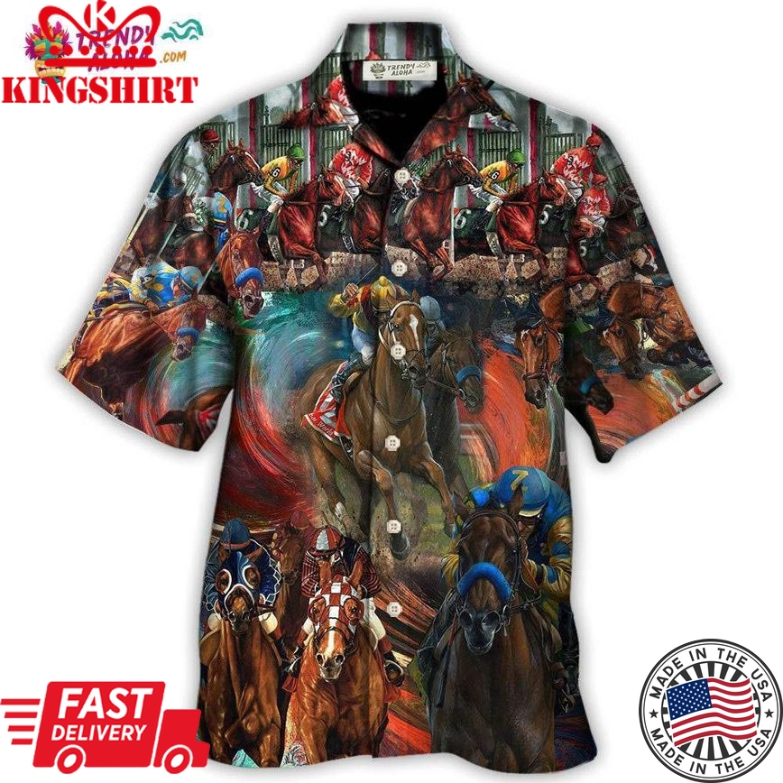 Horse Racing Colorful Hawaiian Shirt