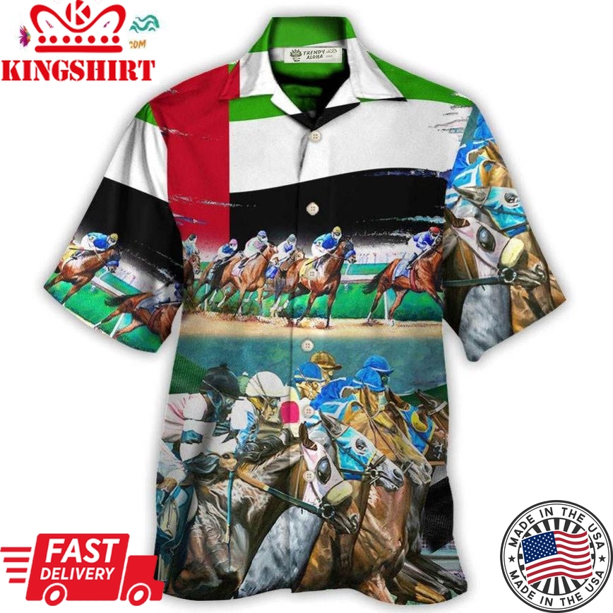 Horse Uae Flag Horse Racing Amazing Seat Lover Hawaiian Shirt