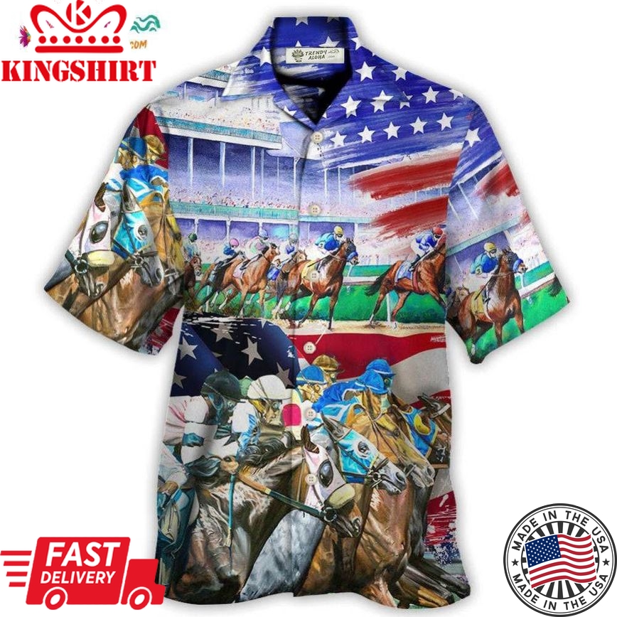 Horse Usa Flag Horse Racing Amazing Seat Lover Hawaiian Shirt