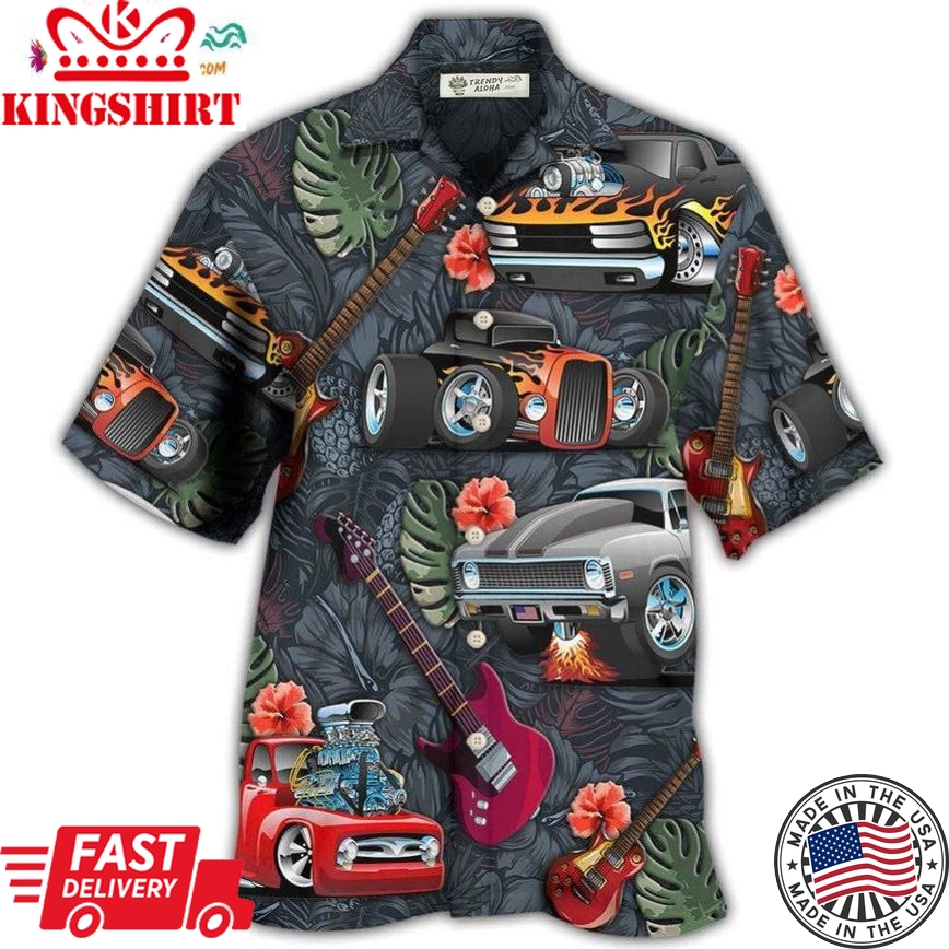 Hot Rod Guitar I Like Hot Rods And Guitars Hawaiian Shirt