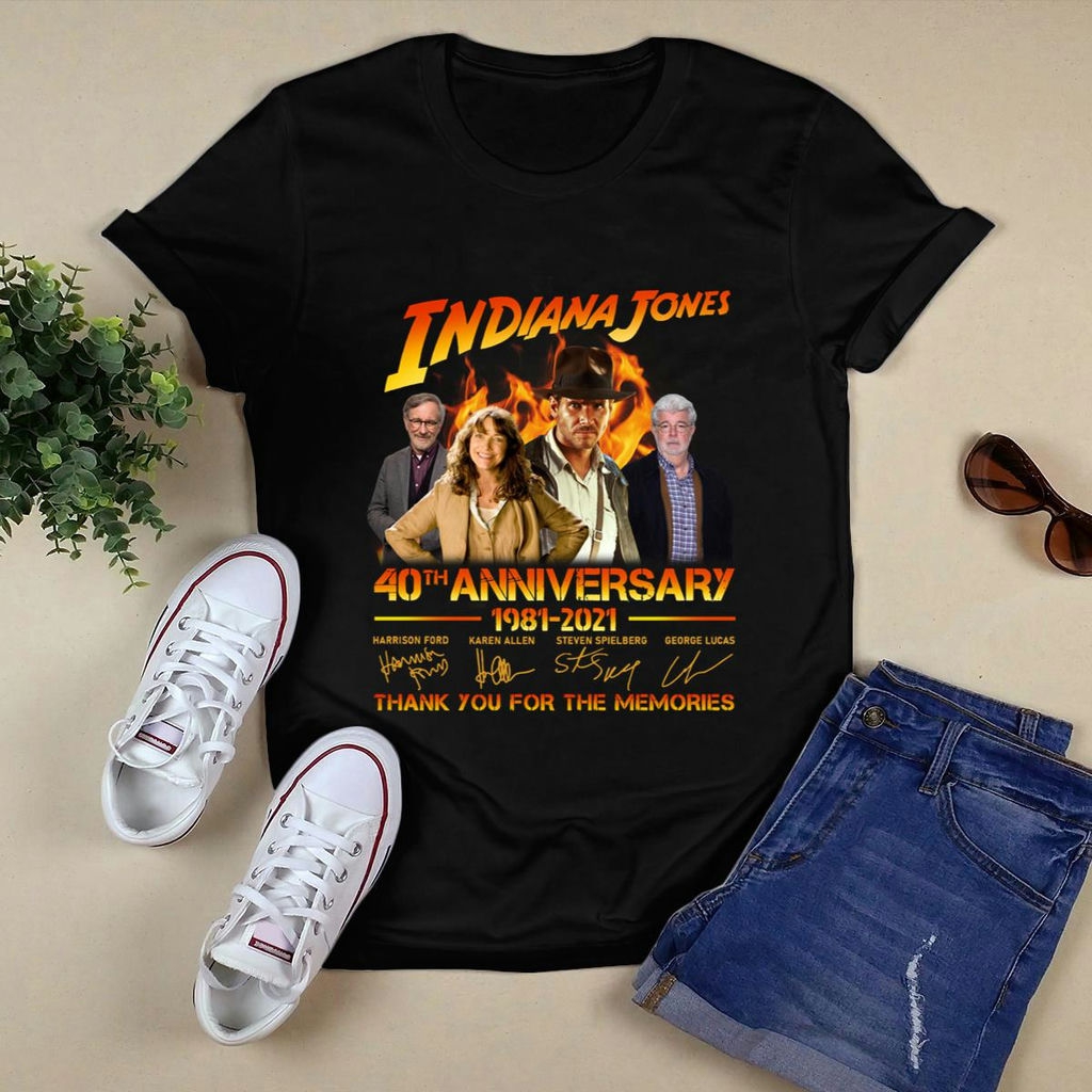 Indiana Jones 40th Anniversary 1981 2021 Signatures Thank You For The Memories Shirt