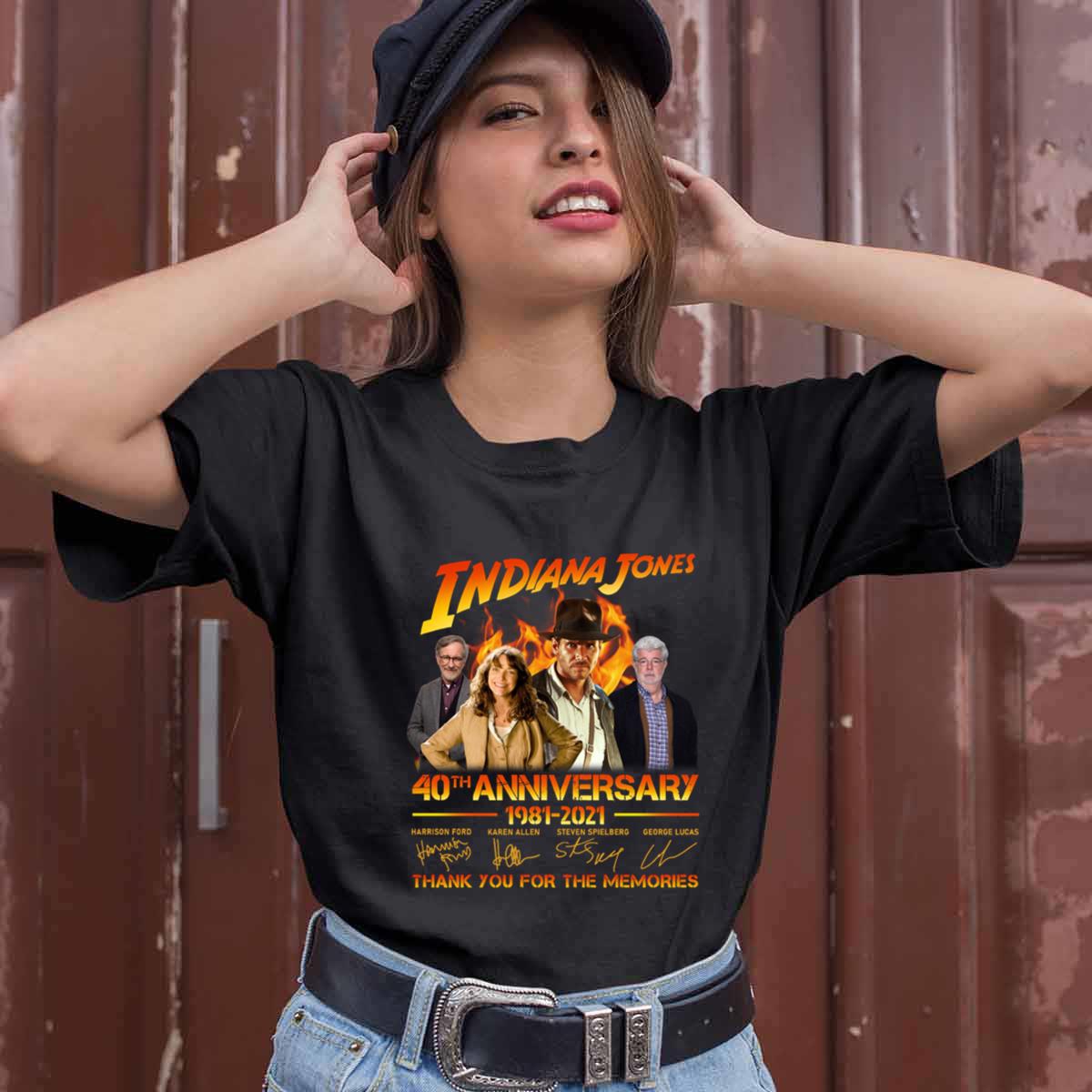 Indiana Jones 40th Anniversary 1981 2021 Signatures Thank You For The Memories Shirt